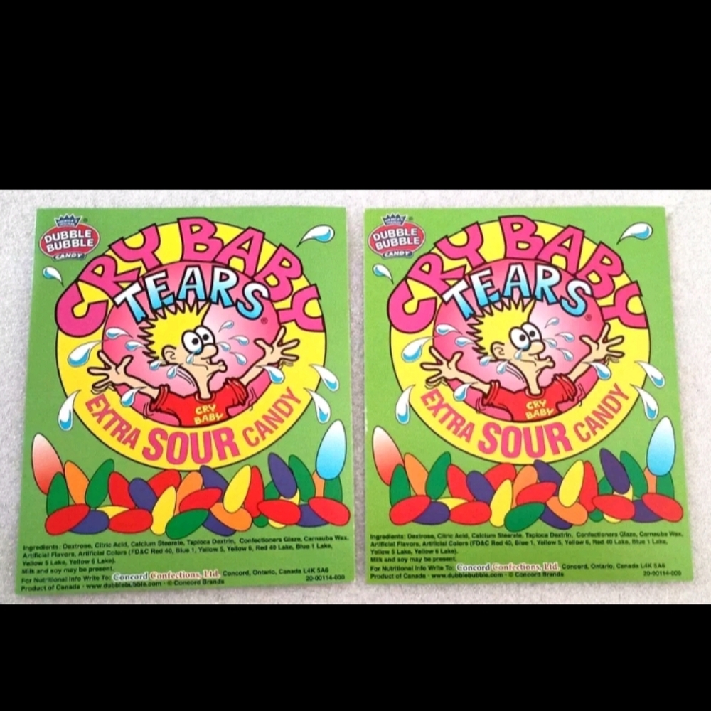2 Dubble Bubble Cry Baby X Sour Candy Machine Vending Display Card 2000s NOS NEW